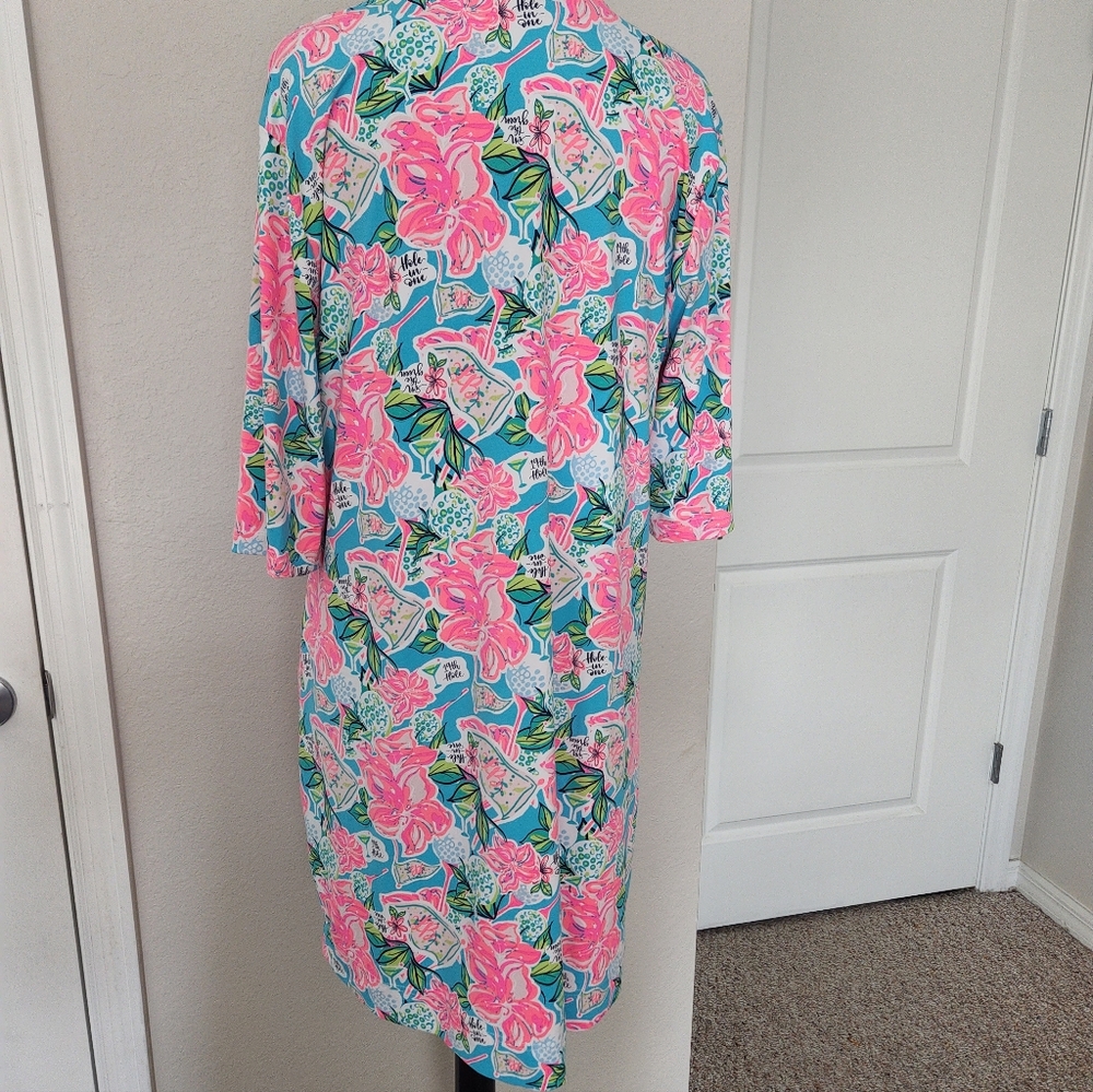 Lulu-B Floral V-Neck Dress - Pink and Blue - Picture 4 of 9